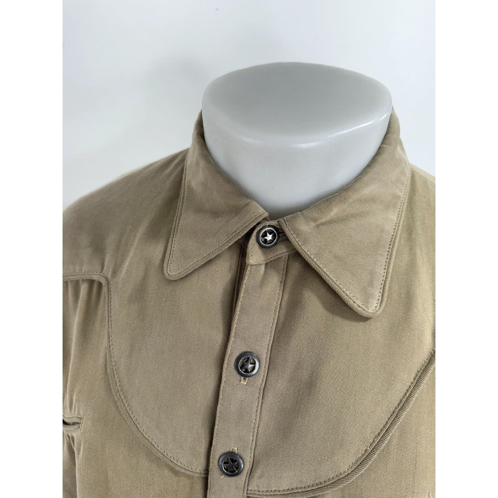 Scully Scully Mens L Western Shirt Long Sleeve Button-Up Metal Star Buttons Thick Brown Yoke 90s - Western Theme Mens Size US L / EU 52-54 / 3 - 2 Thumbnail