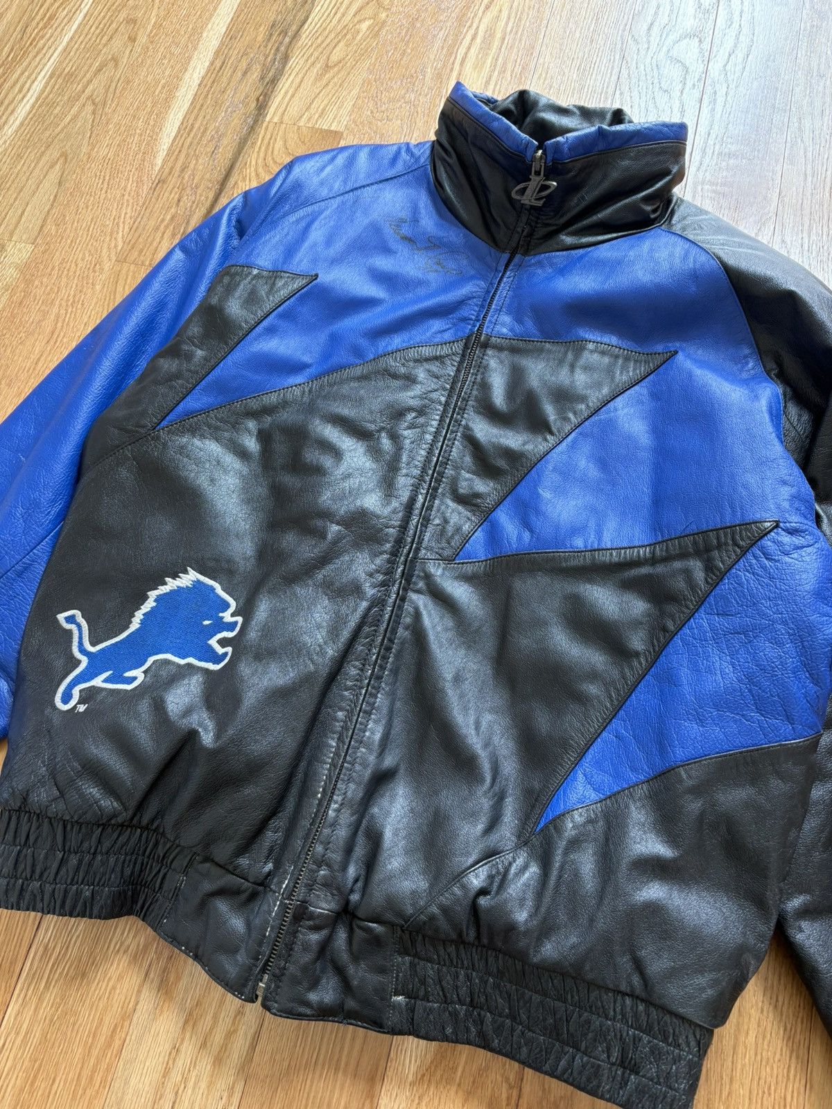 Logo Athletic Detroit Lions Logo 7 Sharktooth VTG 90s Leather Jacket L Size US L / EU 52-54 / 3 - 10 Thumbnail