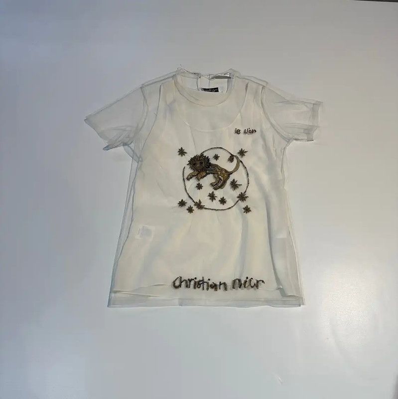 Dior Dior White Cotton Graphic Tee for Women 0089 Size L / US 10 / IT 46 - 1 Thumbnail