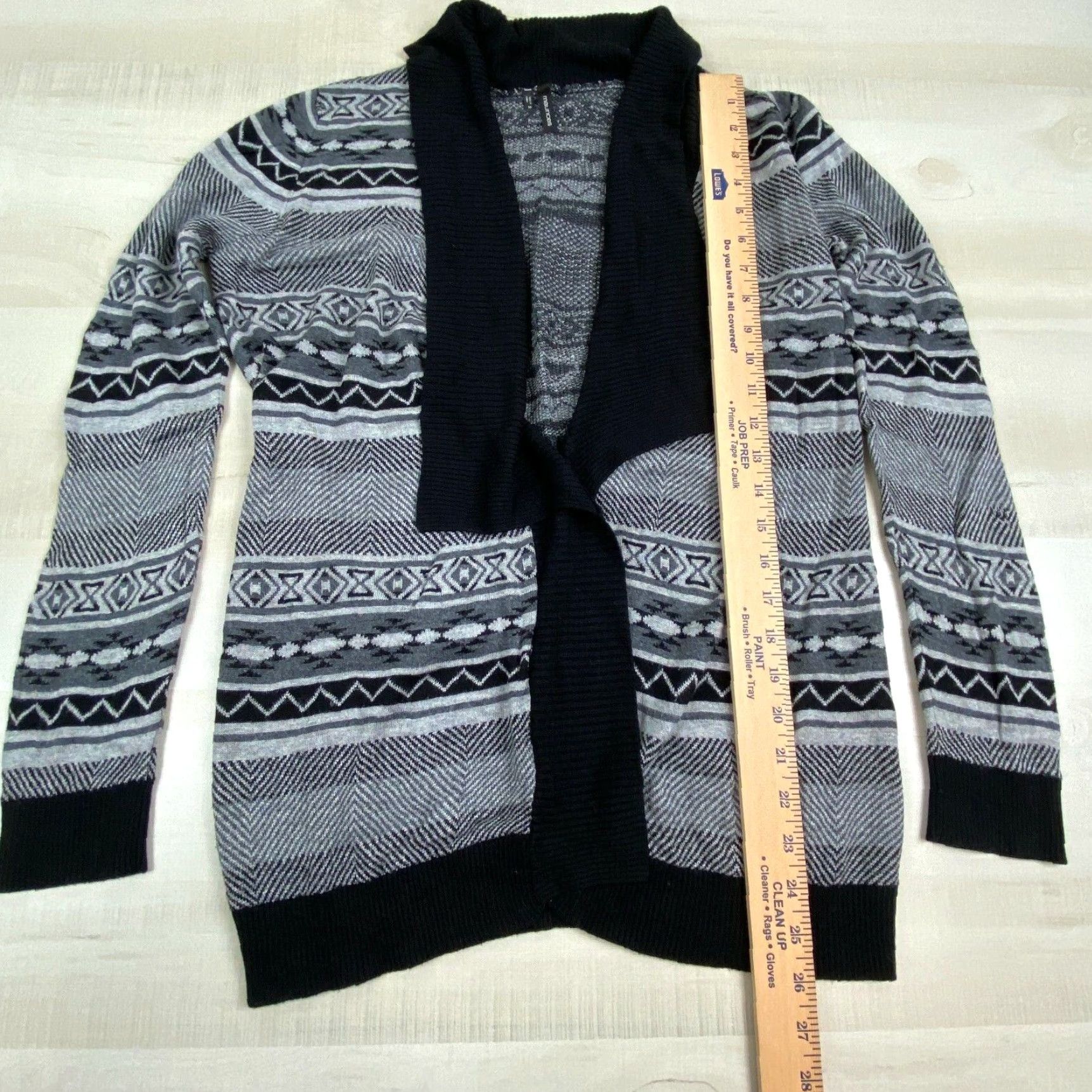 Vintage Maurices Womens Black White Geometric Cardigan Sweater Medium Long Sleeve Open Loose Boxy Size M / US 6-8 / IT 42-44 - 6 Thumbnail