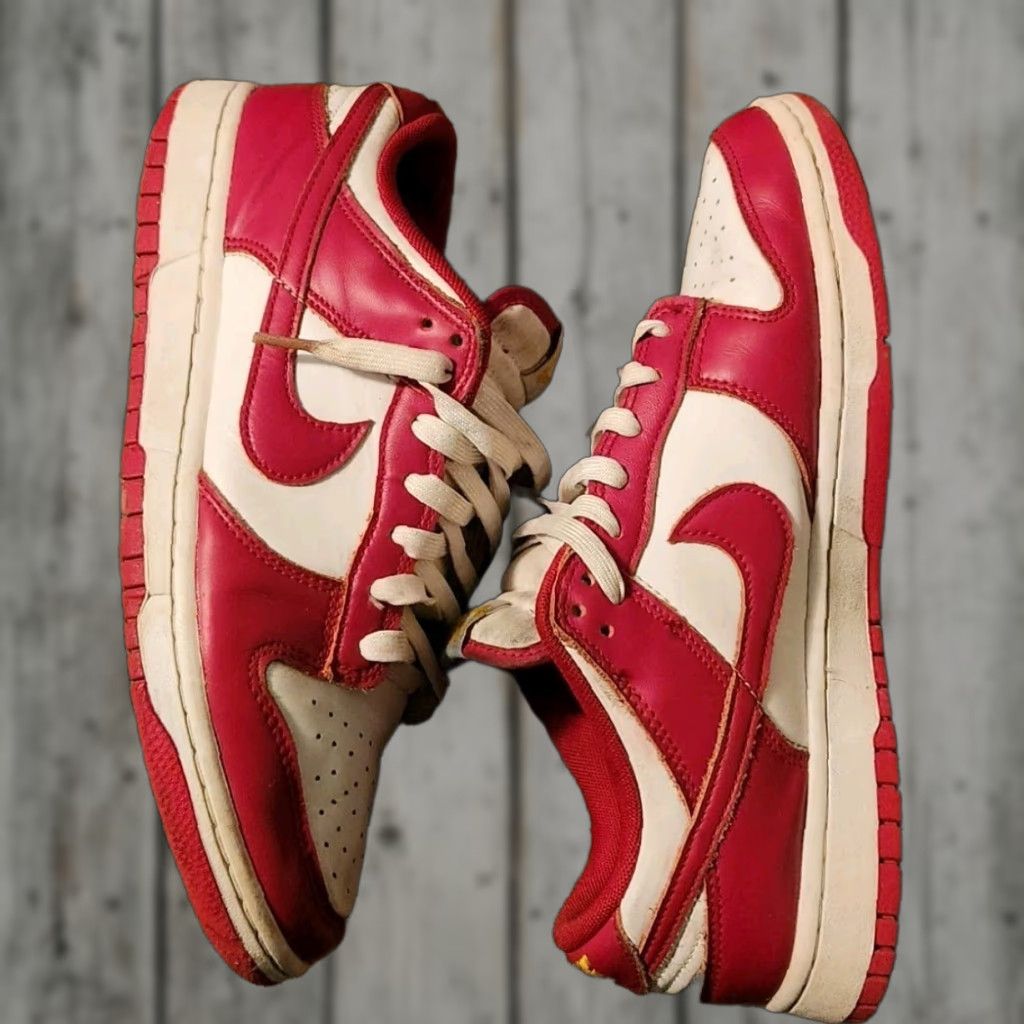 Nike Nike Dunk Low Mens Sneaker, Size 9, Red White Gym Red/White/University Gold, Leather, Rubber Outsole, Casual Basketball Shoe Size US 9 / EU 42 - 1 Thumbnail