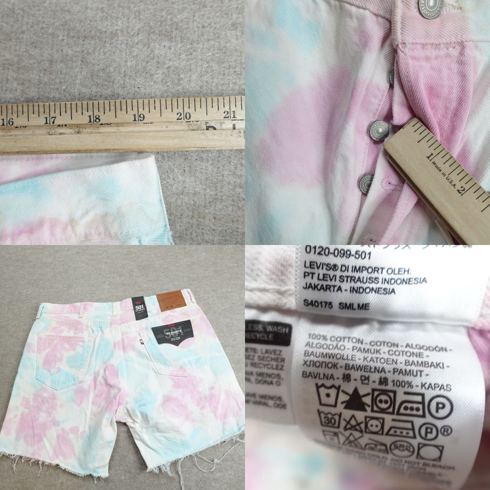 Levi's VINTAGE Levi's Shorts Mens 38 White Blue Denim 501 '93 Tie Dye Pride Premium NEW READ Size US 38 / EU 54 - 8 Thumbnail