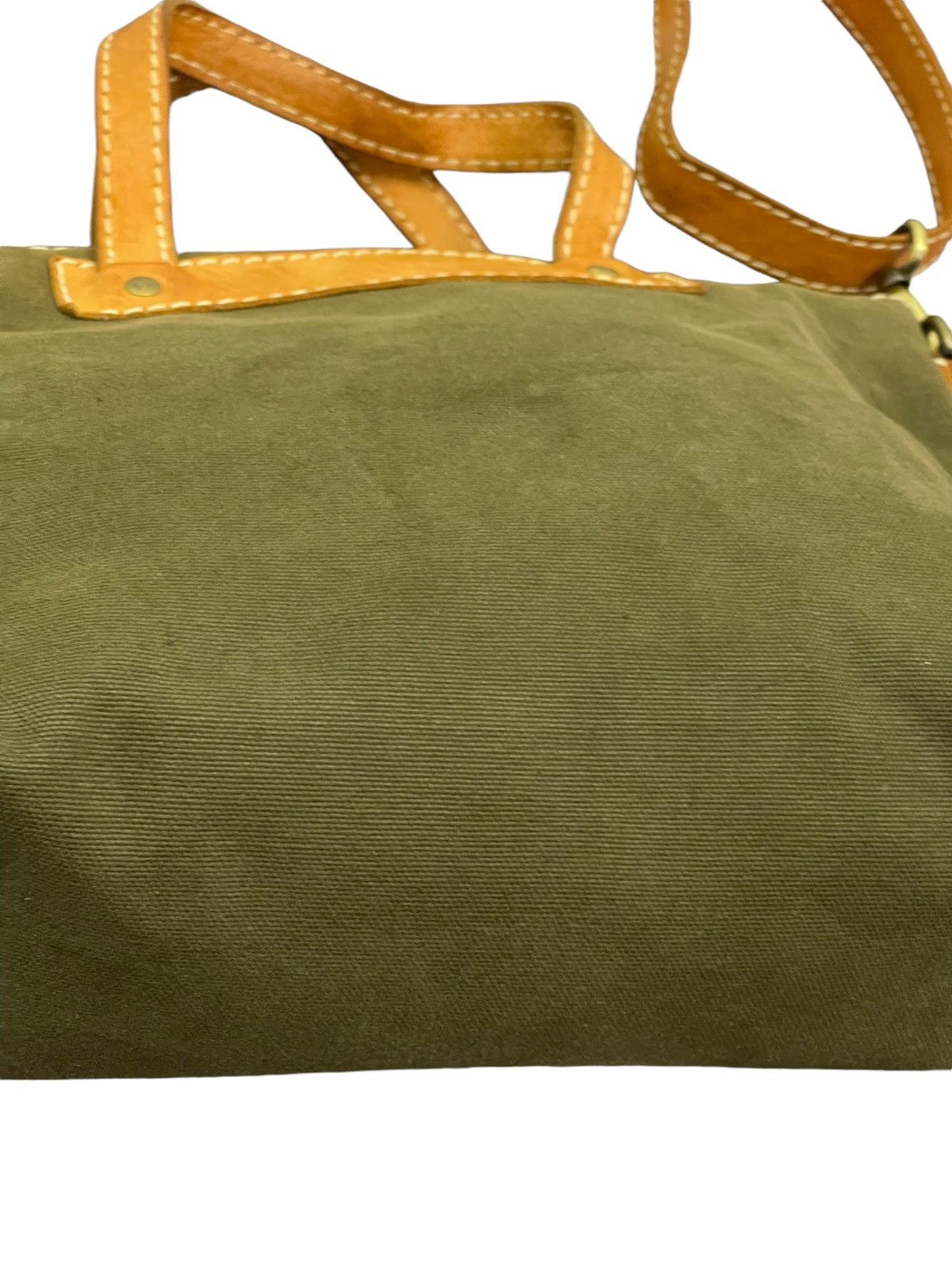 Japanese Brand Leather Cotton Canvas Fes Handmade Cross Body Bag 9🟩 Size ONE SIZE - 16 Thumbnail