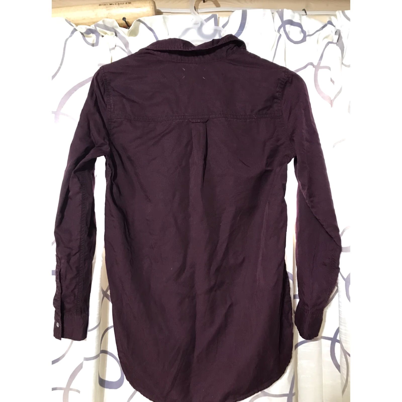 Lou & Grey LOU & GREY Burgundy High-Low Longline Button-Up Shirt Womens XS Casual Tunic Size XS / US 0-2 / IT 36-38 - 3 Thumbnail