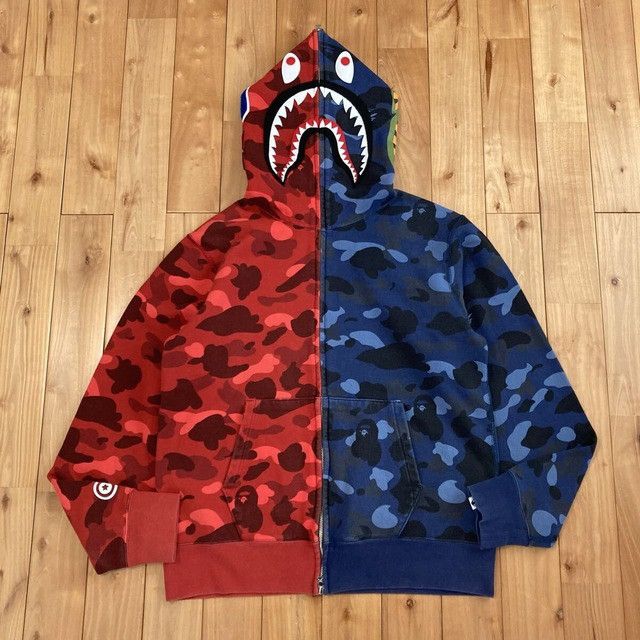 Bape BAPE Shark Full Zip Hoodie Red Camo x Blue Camo APE Size US M / EU 48-50 / 2 - 1 Thumbnail