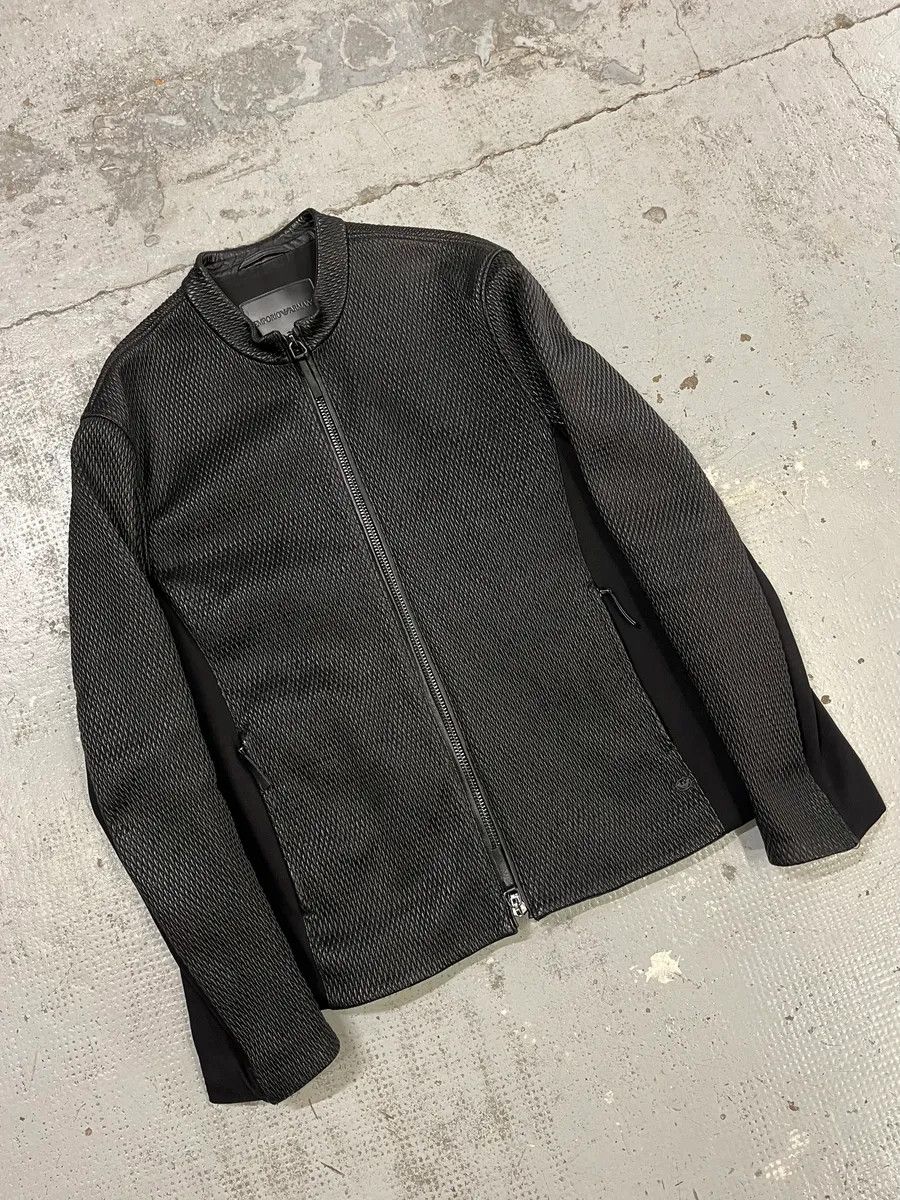 Emporio Armani FW2019 Emporio Armani Biker Black Leather Woven Jacket Size US M / EU 48-50 / 2 - 5 Thumbnail