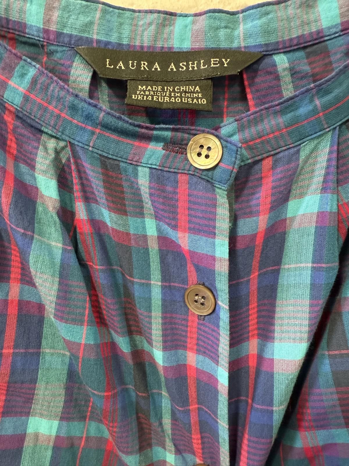 Designer Laura Ashley Women's Checkered Midi Skirt Size 32" / US 10 / IT 46 - 2 Thumbnail