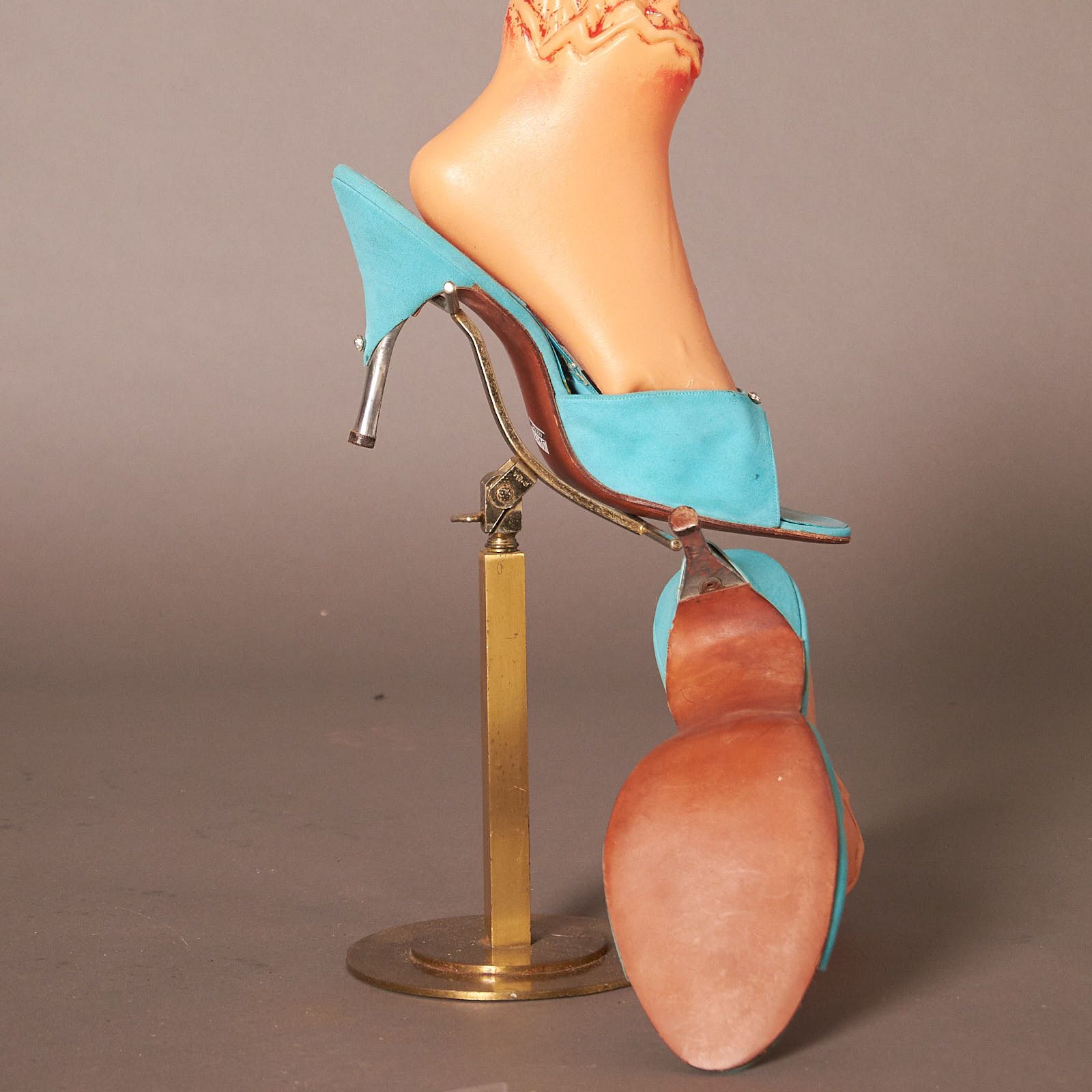 Vintage 1950s Teal Ferncraft Spring-O-Lators Heels Shoes Size US 10 / IT 40 - 5 Thumbnail