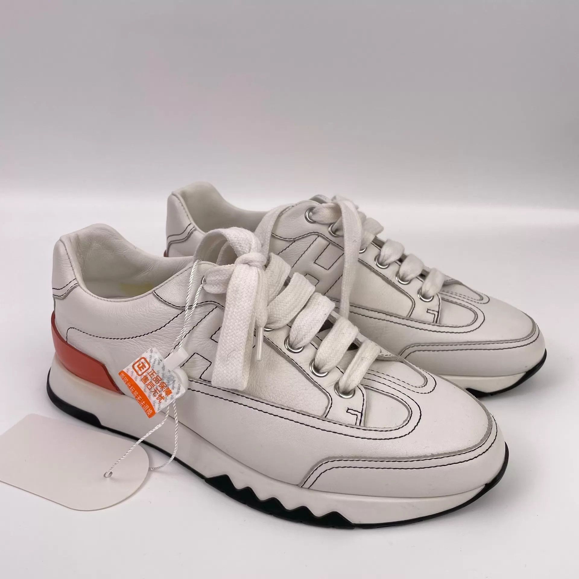 Hermes Hermès White Leather Sneakers Size 35 Size US 4.5 / IT 34.5 - 1 Thumbnail
