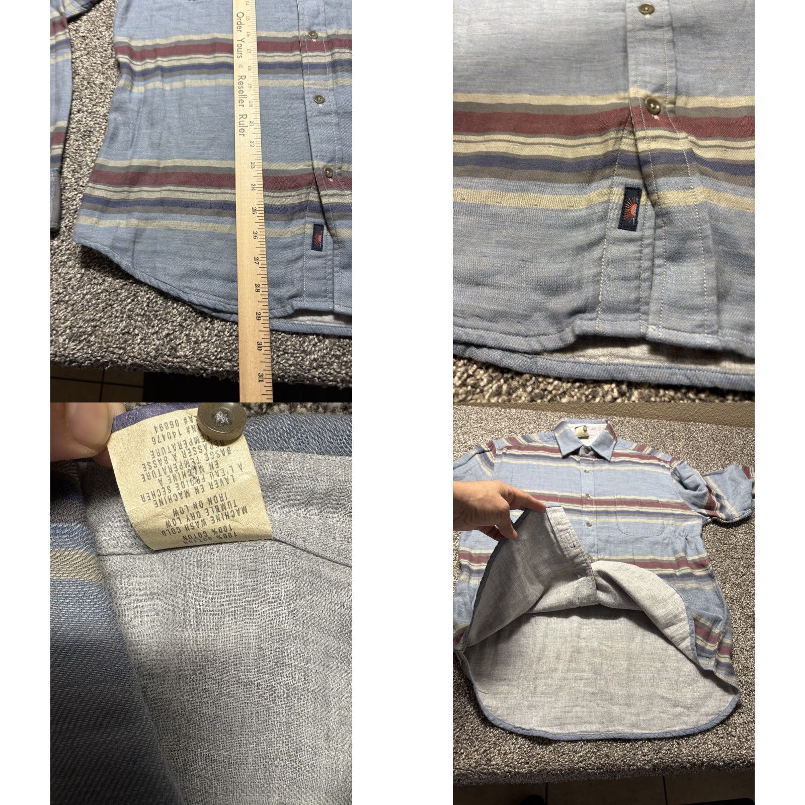 Faherty Faherty Reversable Shirt Shaket Mens Medium Flannel Cotton Long Sleeve Snap Cuff Striped Pattern Outdoor Classic Shirt Mens M Blue Size US M / EU 48-50 / 2 - 8 Thumbnail