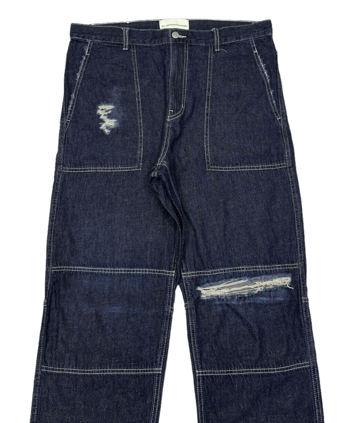 GU × Jun Takahashi Vintage GU and Beautiful People Baggy Denim Distress Jeans Size US 36 / EU 52 - 7 Thumbnail