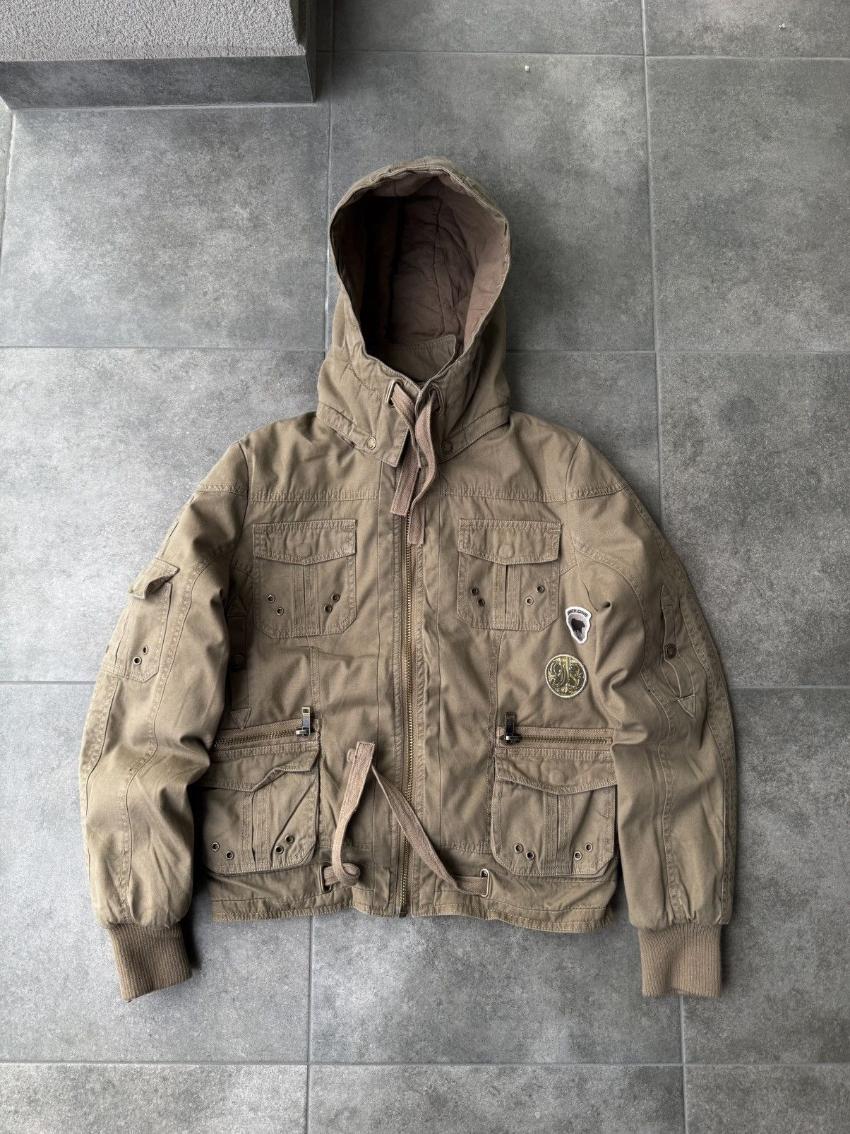 If Six Was Nine Vintage Y2K Beige Bomber Jacket Hooded Avantgarde Japan Y2K Size L / US 10 / IT 46 - 2 Thumbnail