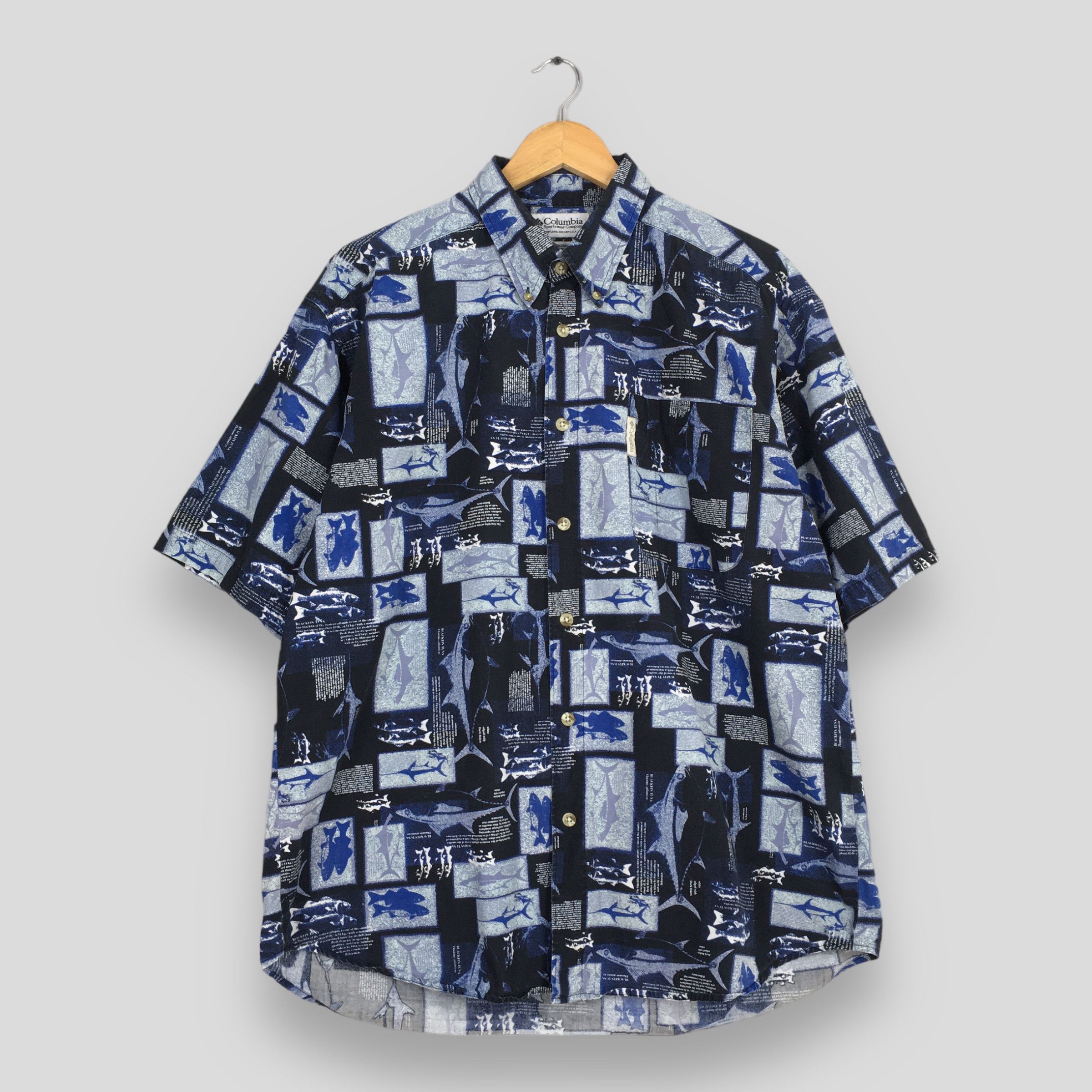 Columbia × Pineapple Connection Vintage Columbia Hawaiian Tuna Fish Overprint Shirt Large Size US L / EU 52-54 / 3 - 1 Thumbnail