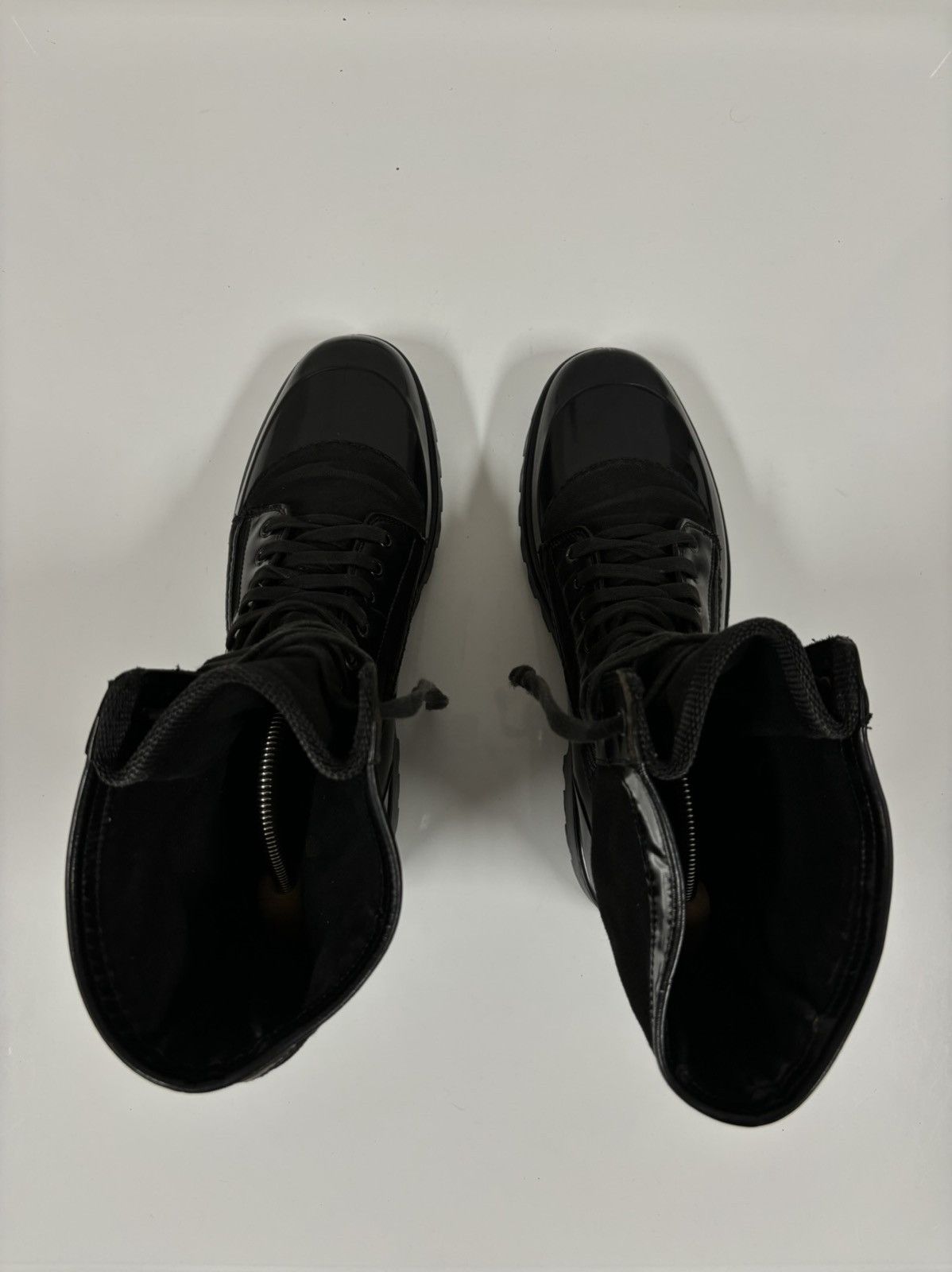 Burberry Prorsum Leather-Canvas Mono Black Lace-Up Rubber High Boots Shoes 44 Size US 11.5 / EU 44-45 - 11 Thumbnail