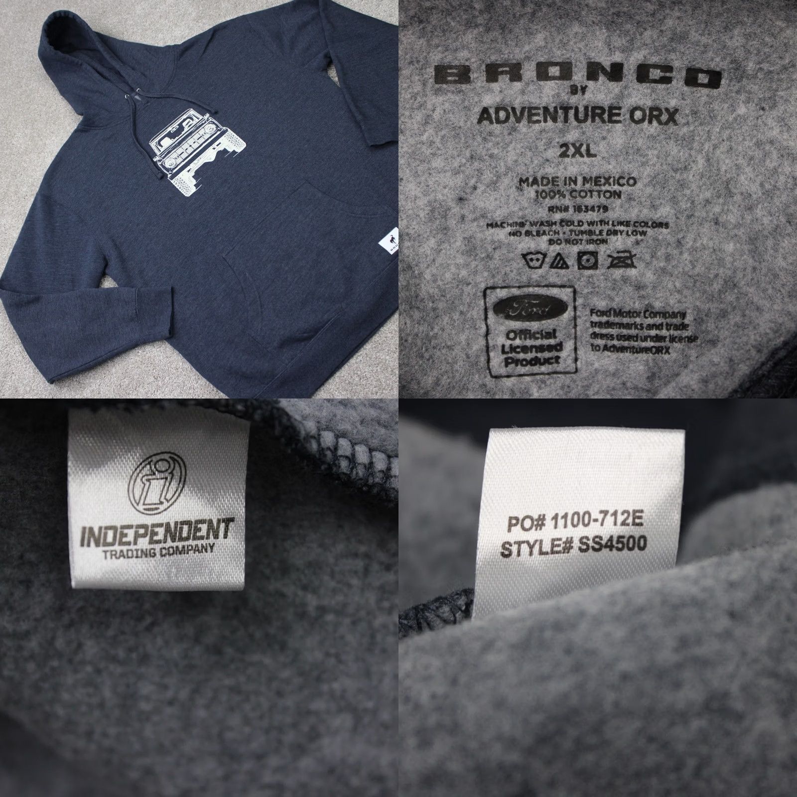 Ford Ford Bronco Hoodie Mens 2XL Blue Adventure ORX Hooded Sweatshirt Pullover Shirt Size US XXL / EU 58 / 5 - 8 Thumbnail