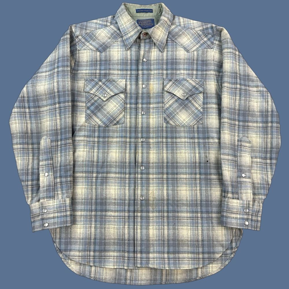 Pendleton VINTAGE Pendleton Shirt Mens M Wool Pearl Snap Western Wear USA Shirt Mens M Blue Plaid 70s Classic Cowboy Western Mens Size US M / EU 48-50 / 2 - 1 Thumbnail