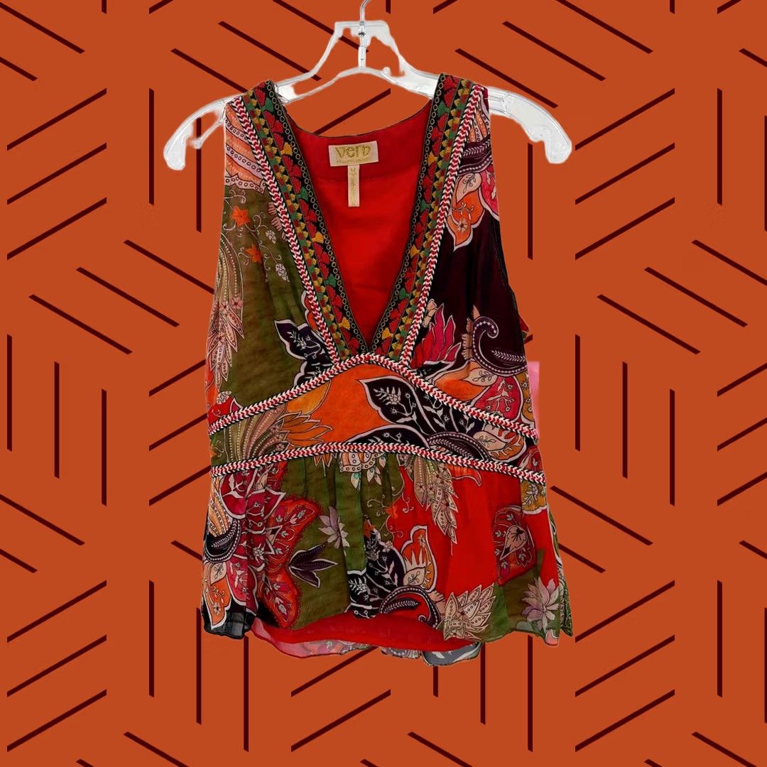 Vintage Verb Pallavi Singhee Red Tank Top | Pre-Owned Medium Size M / US 6-8 / IT 42-44 - 1 Thumbnail