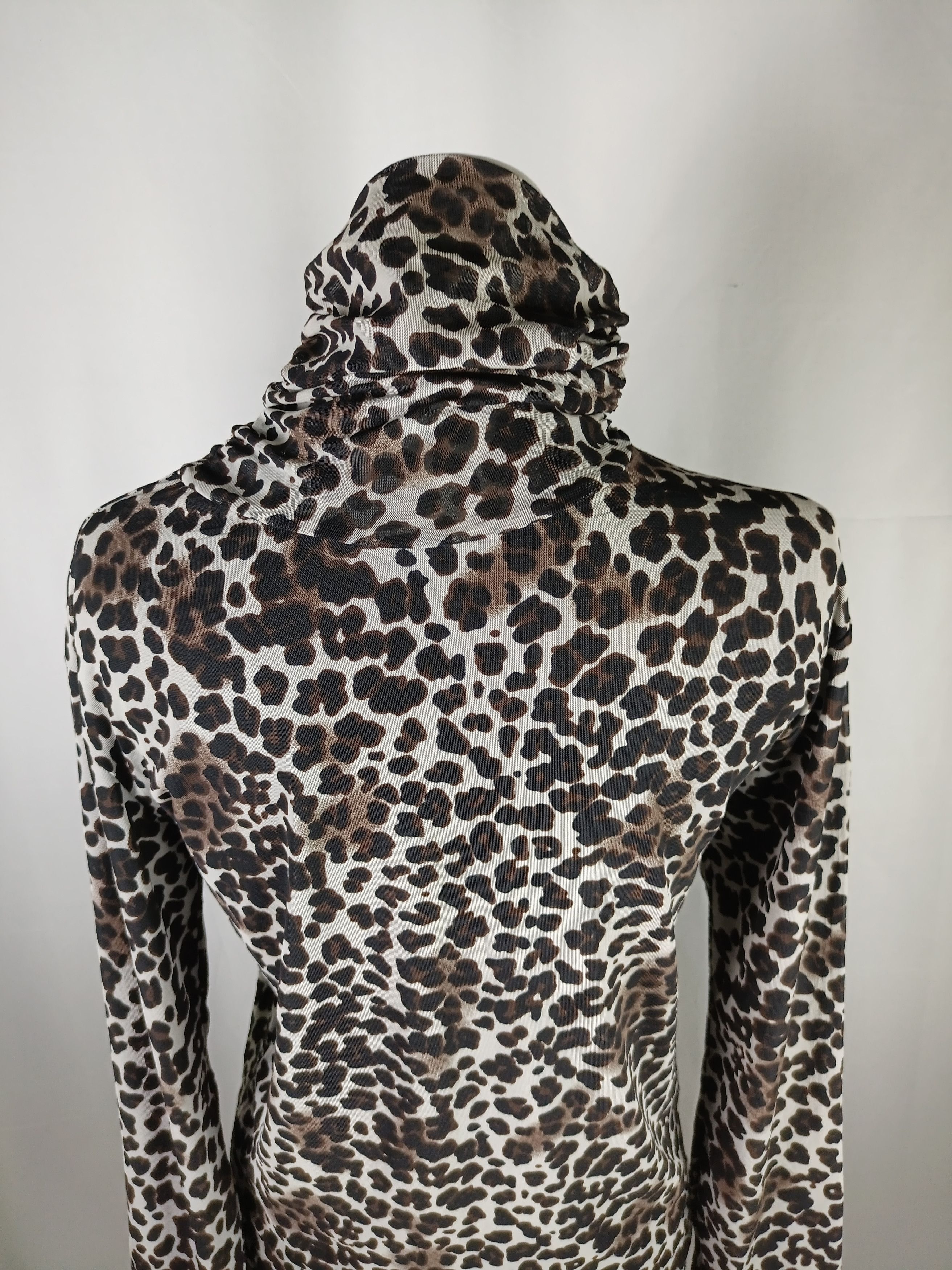 If Six Was Nine × Japanese Brand × Vintage Women's Long Sleeve Rhinestones Leopard Print Turtleneck Size M / US 6-8 / IT 42-44 - 2 Thumbnail