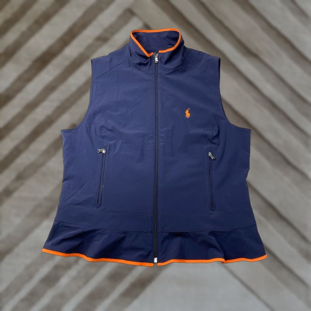 Ralph Lauren Polo Golf Jacket Women XL Navy Zip Up Sleeveless Pockets Lightweight Lined Windbreaker Sports Athleisure Size XL / US 12-14 / IT 48-50 - 1 Thumbnail