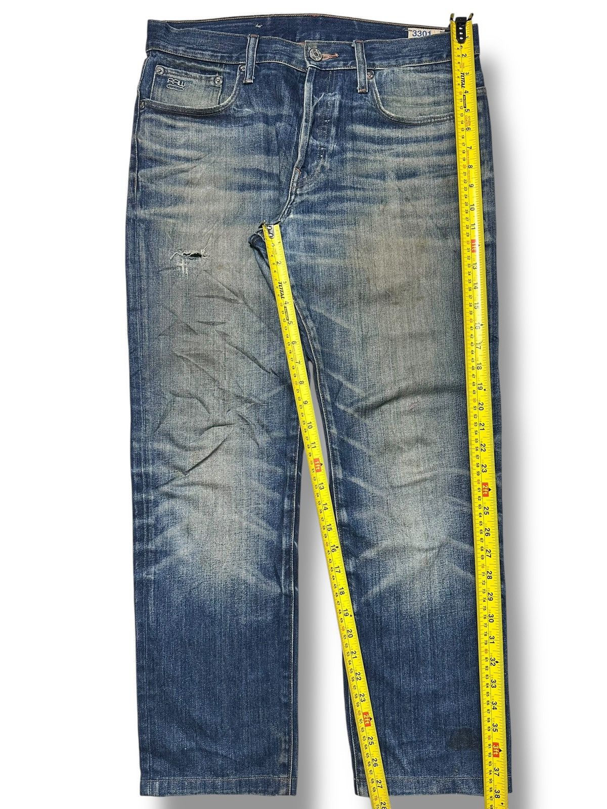 G-Star Raw 3301 Slim Fit Denim Jeans Vintage Faded Mud Wash