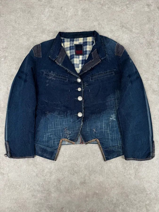 Marithe + Francois Girbaud 1990s Marithé + François Girbaud Navy Denim Blazer Jacket Size M / US 6-8 / IT 42-44 - 1 Thumbnail