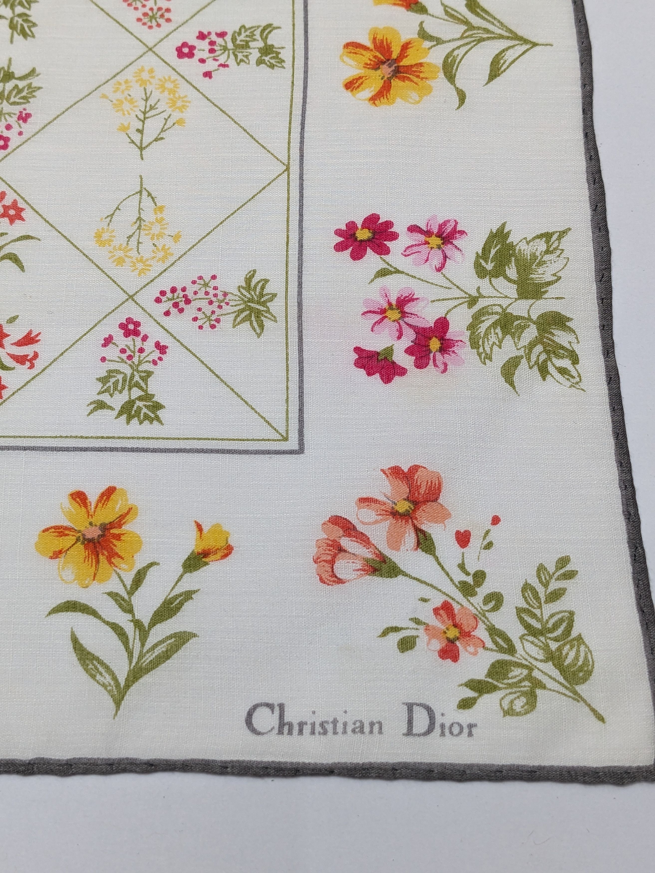 Christian Dior Monsieur Vintage Christian Dior Floral Lattice Print Handkerchief Size ONE SIZE - 2 Thumbnail