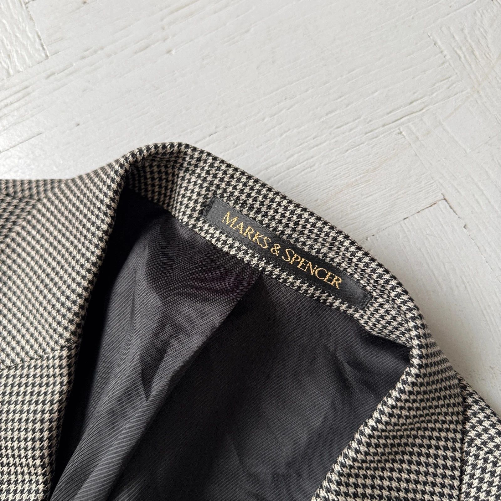 Marks & Spencer Vintage Wool Check Blazer Gray Classic Tailored Jacket Size US L / EU 52-54 / 3 - 6 Thumbnail