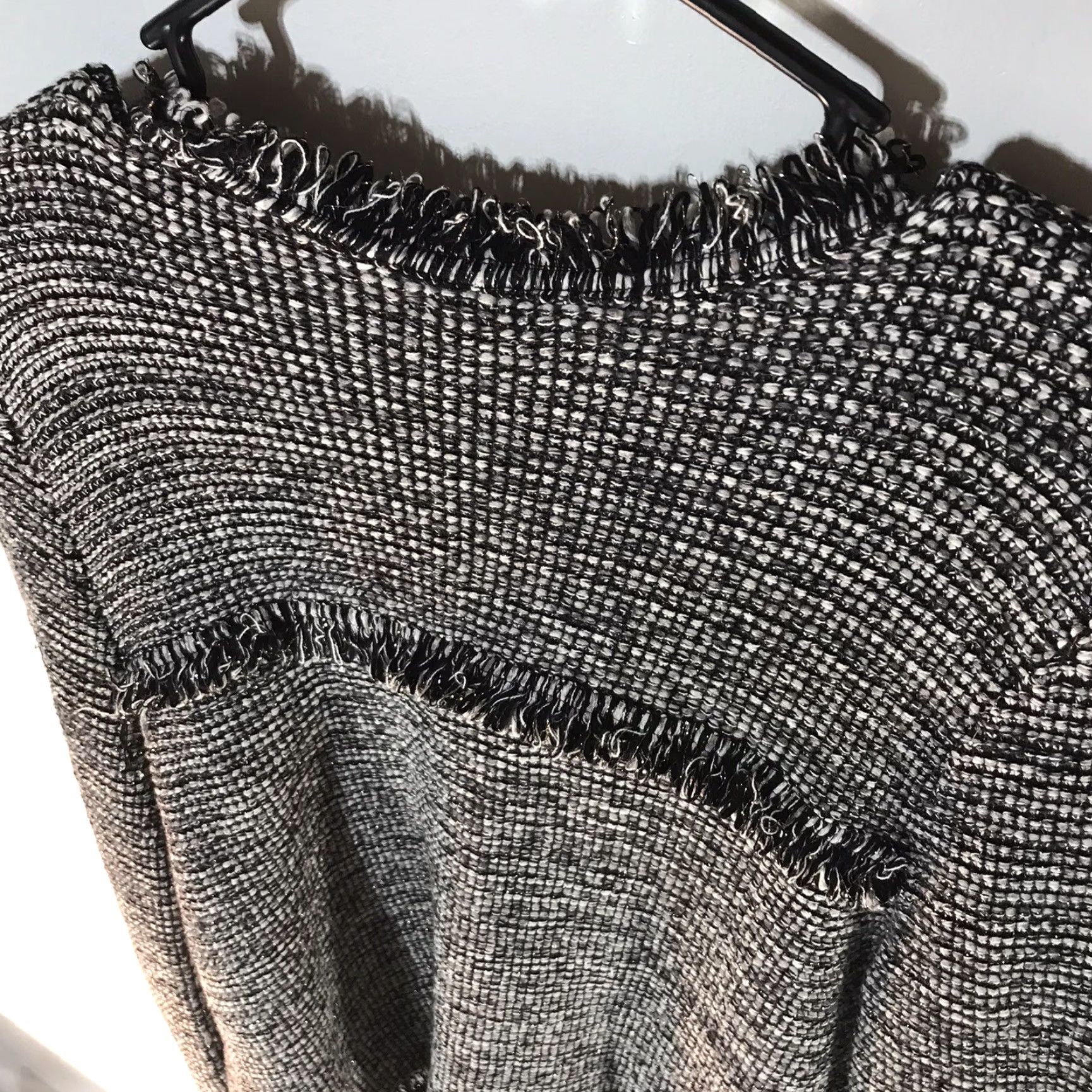 Vintage Chico's Black/White Herringbone Open Front Cardigan Sweater with Fringe Women's Size 1/M US Size XS / US 0-2 / IT 36-38 - 3 Thumbnail