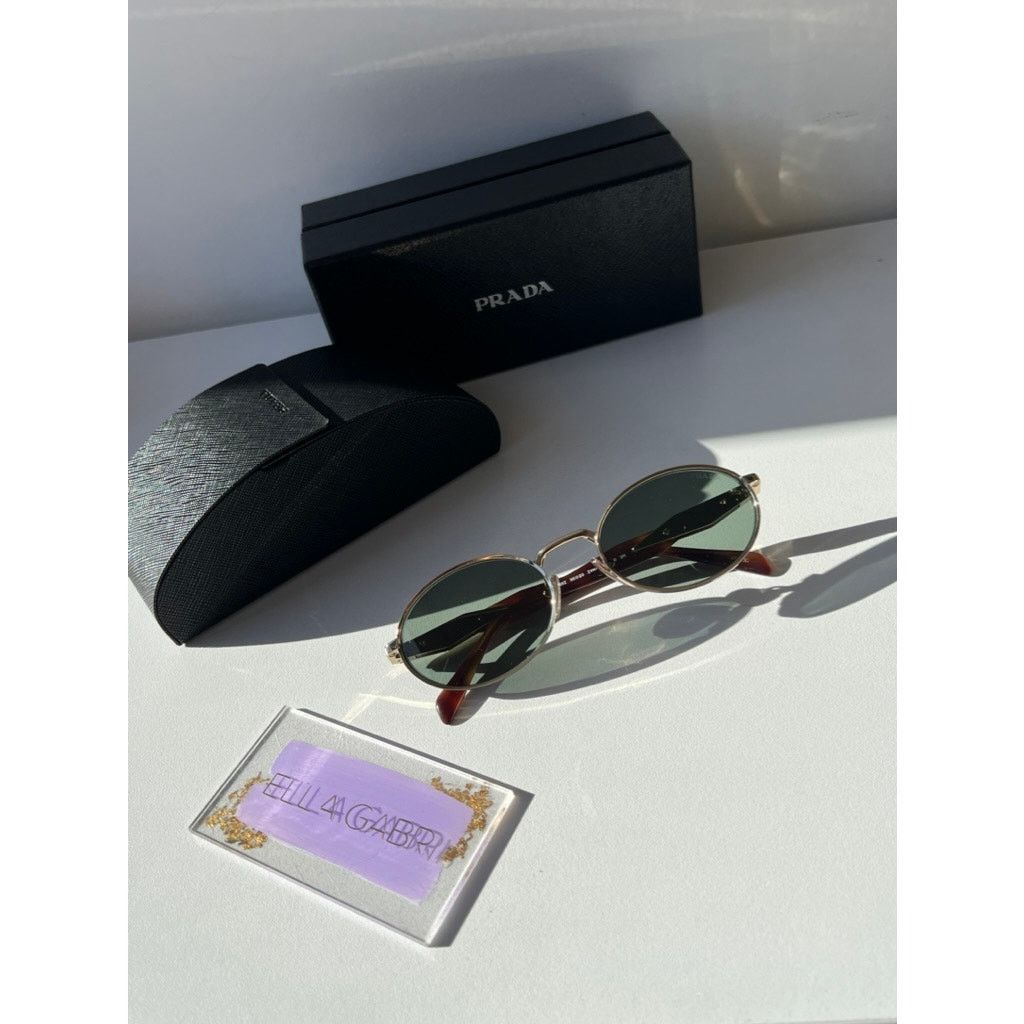 Prada NEW Prada PR65ZS Oval Sunglasses in Gold Green | Grailed