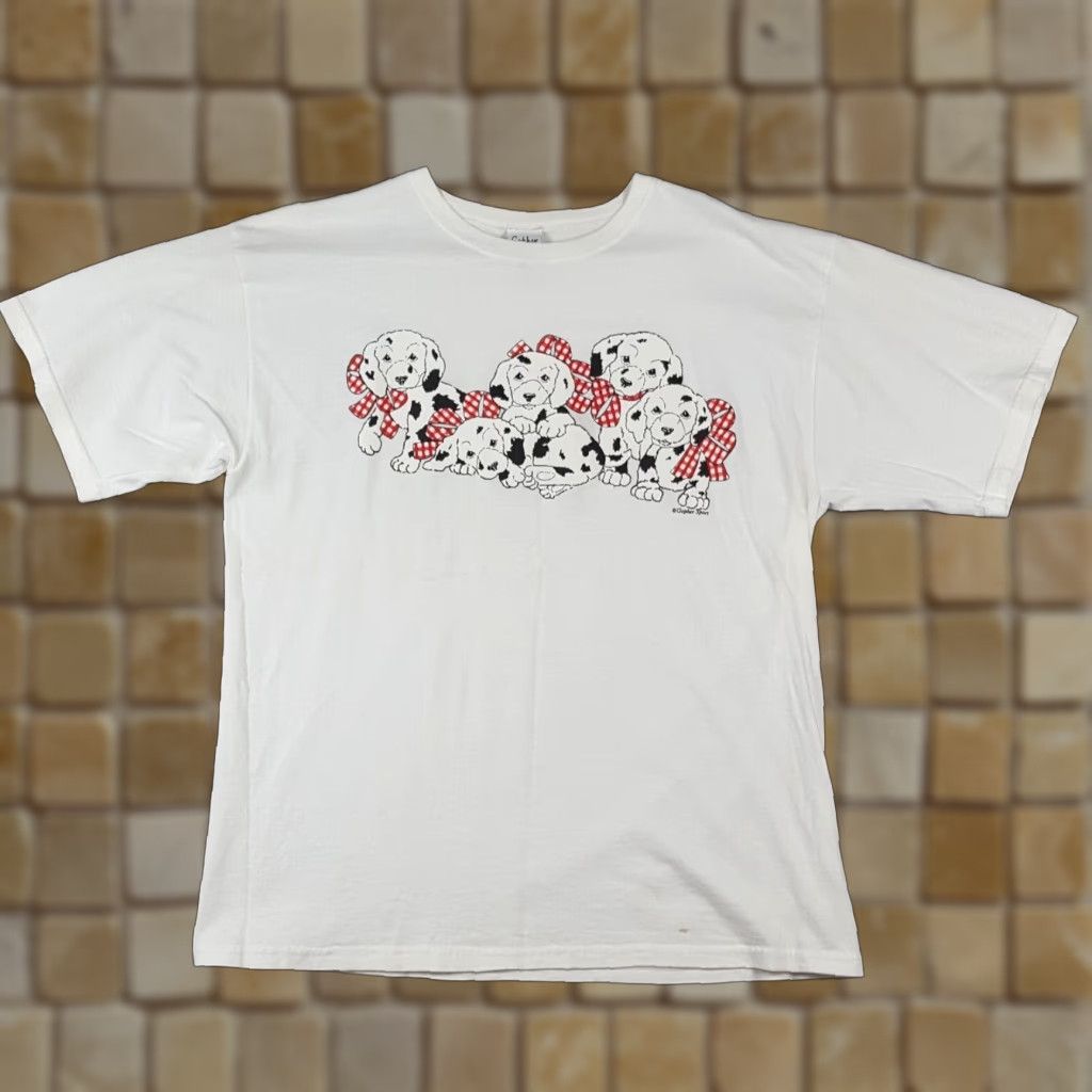 Vintage VINTAGE 90s Dalmatian Cartoon Dogs T-Shirt Men XL White Cotton Retro Dog Neon Y2K Size US XL / EU 56 / 4 - 1 Thumbnail