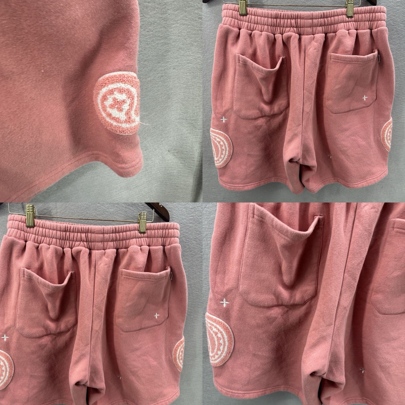 Pinko EPTM Sweat Shorts Men 2XL Pink Paisley Fleece Embroidered Streetwear Y2K Fall Spring Summer Winter Size US 39 - 8 Thumbnail