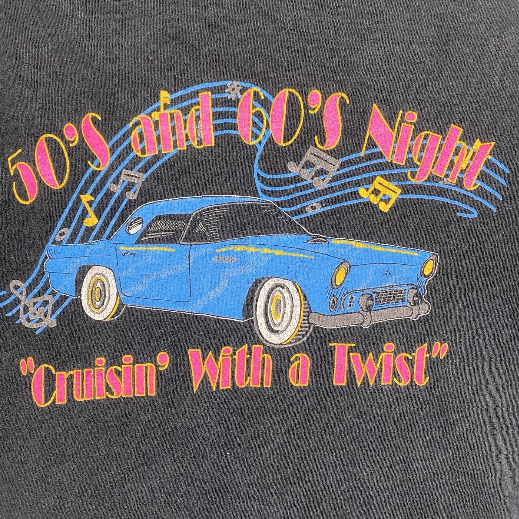 Delta VINTAGE Royal Caribbean T-Shirt 50s Cars Mens Large Faded Black Graphic Classic Music Size US L / EU 52-54 / 3 - 2 Thumbnail