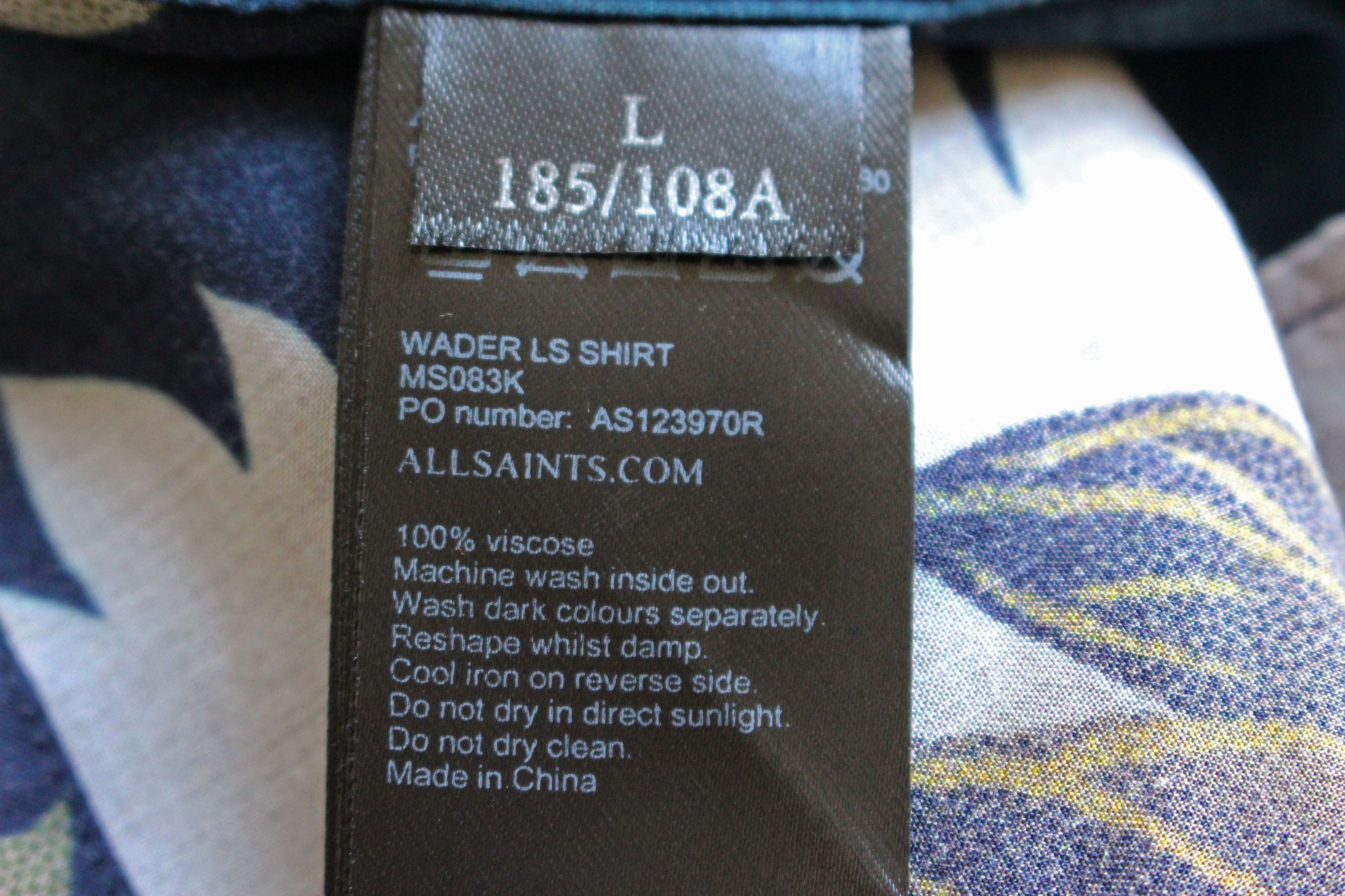 Allsaints FREE SHIPPING!! - 'Wader' Crane print viscose shirt Size US L / EU 52-54 / 3 - 6 Thumbnail