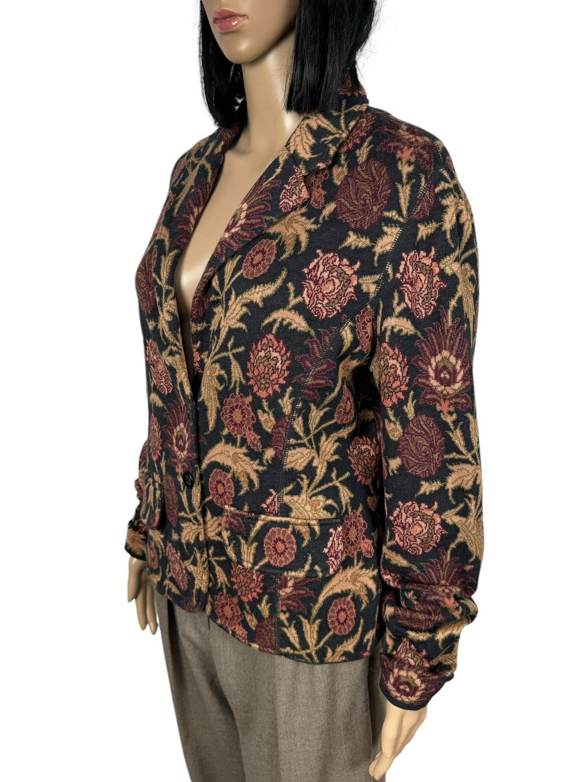 Other Peruvian Connection Pima Cotton Blazer Floral Printed Knit Size L / US 10 / IT 46 - 4 Thumbnail