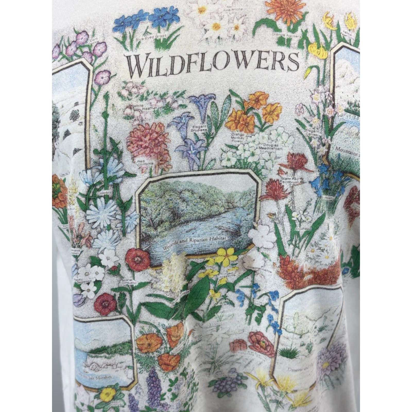 Hanes VINTAGE Hanes Beefy-T T-Shirt Large White Unisex Adults 90s Flowers Graphic Made USA Size US L / EU 52-54 / 3 - 6 Thumbnail