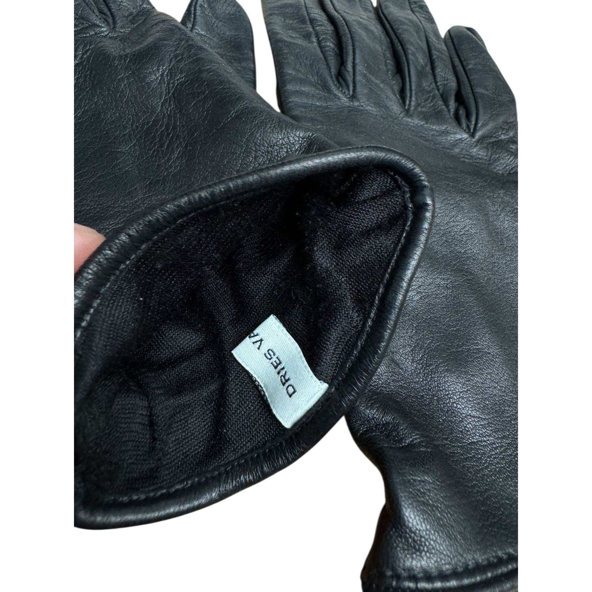 Dries Van Noten Black Leather Gloves Size ONE SIZE - 4 Thumbnail