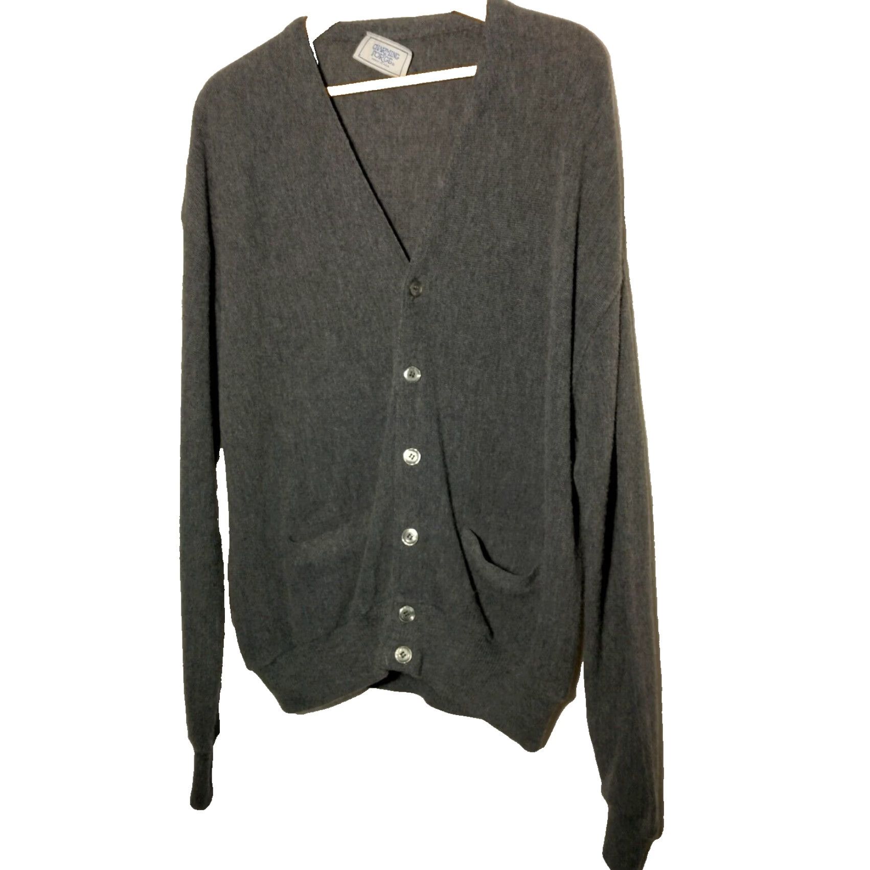 Vintage VINTAGE Grandpa Cardigan Sweater Men XL Gray V-Neck Charing Forge USAUK? Size US XL / EU 56 / 4 - 2 Thumbnail