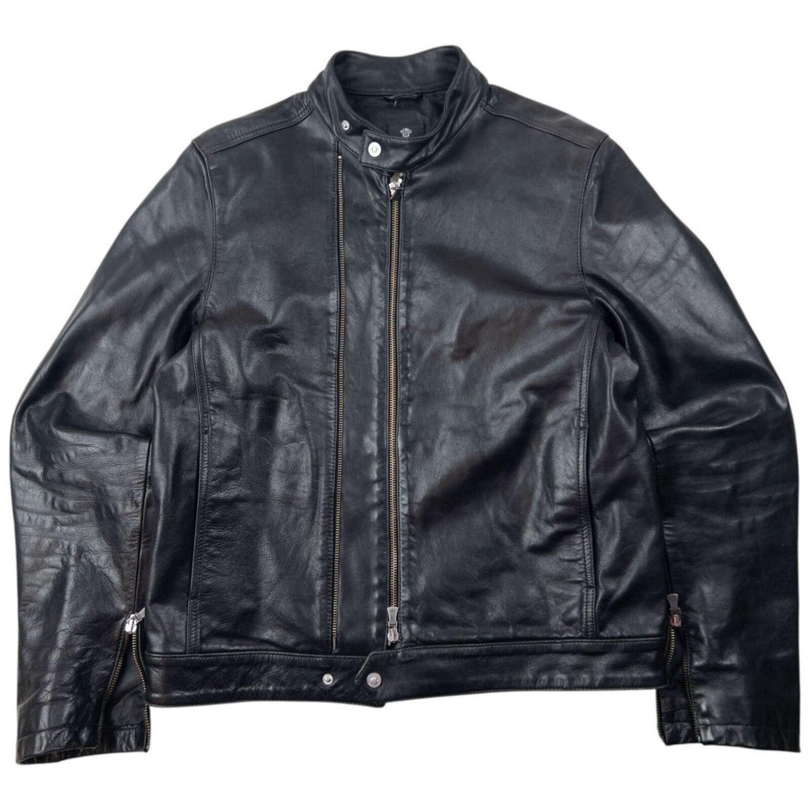 Versace Vintage 2000s Versace Jeans Couture Zip Up Leather Jacket SM Size US S / EU 44-46 / 1 - 1 Thumbnail
