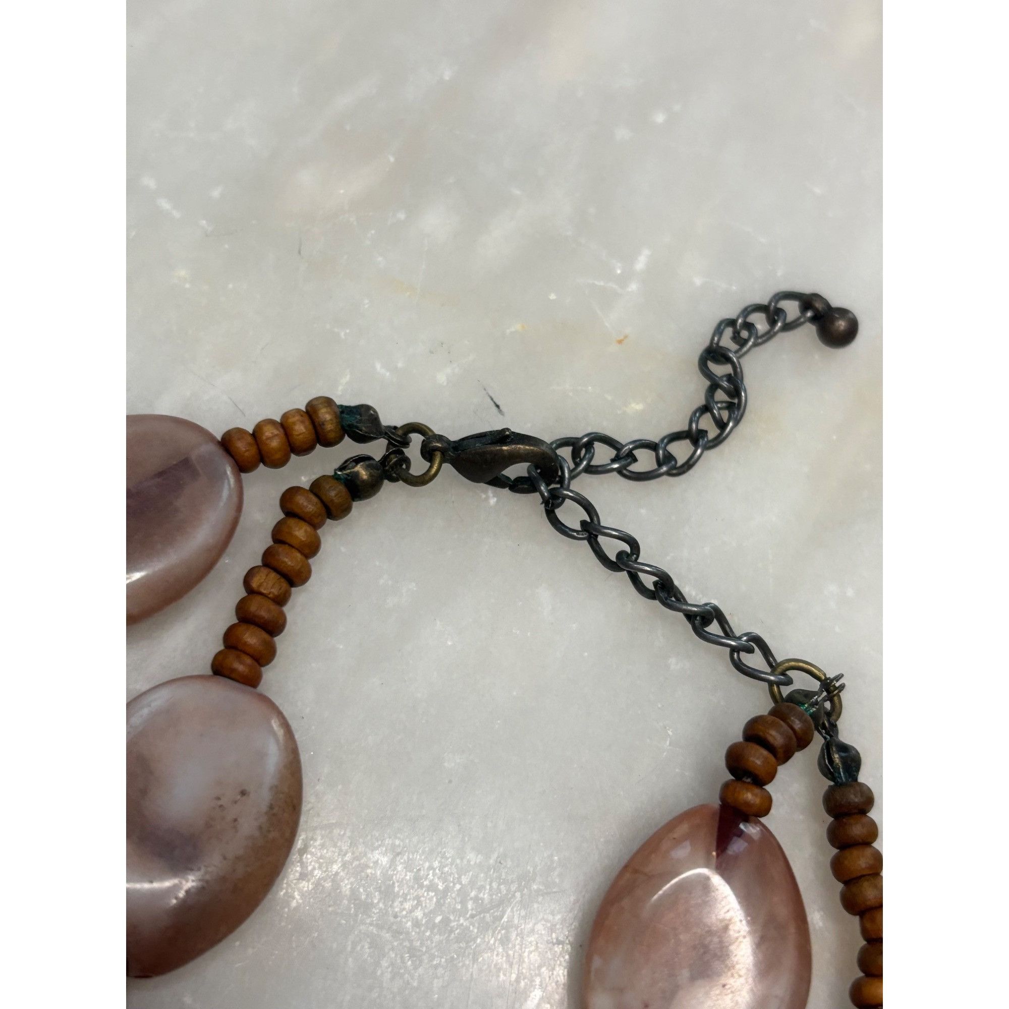 Other Vintage Double Strand Agate Bead Necklace With Adjustable Ch Size ONE SIZE - 3 Thumbnail