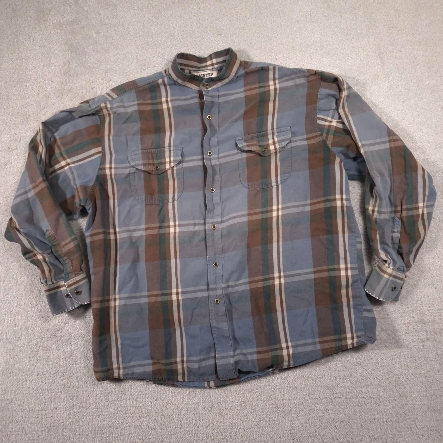 Wrangler Painted Desert by Wrangler Shirt Mens Medium Blue Plaid Button Front Long Sleeve Size US M / EU 48-50 / 2 - 2 Thumbnail