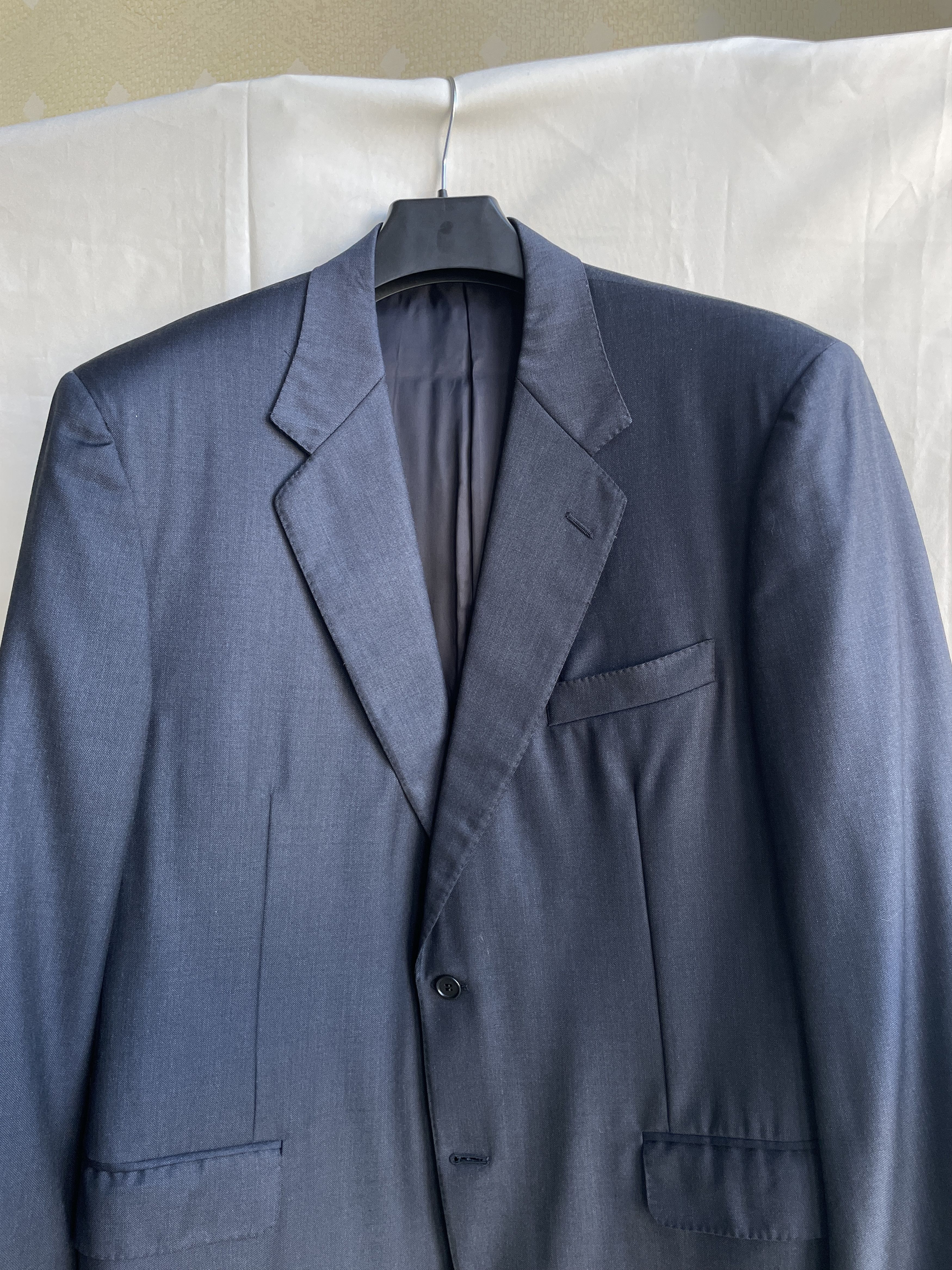 Canali Canali Solid Navy Wool Suit Jacket Blazer Size EUR 56R Size 46R - 4 Thumbnail