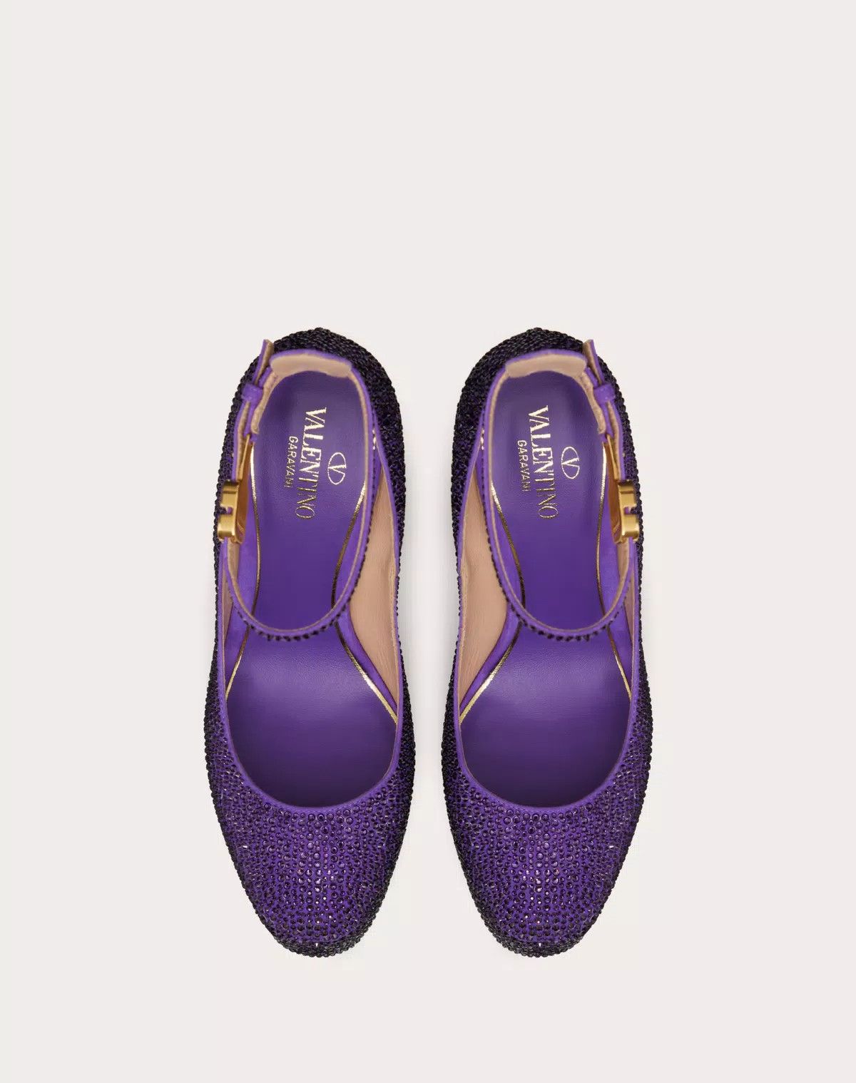 Valentino o1s1wg111125 Tan-Go Pumps Sandals With Crystals in Purple Size US 6.5 / IT 36.5 - 4 Thumbnail