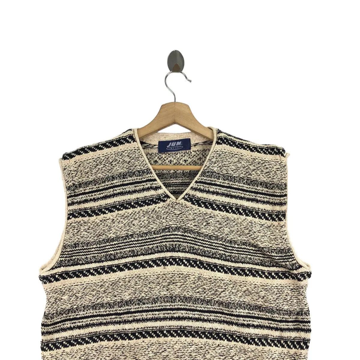 Vintage Vtg JUN MEN IMPORT Collection V Neck Boro Knitwear Tank Top Size US XL / EU 56 / 4 - 4 Thumbnail