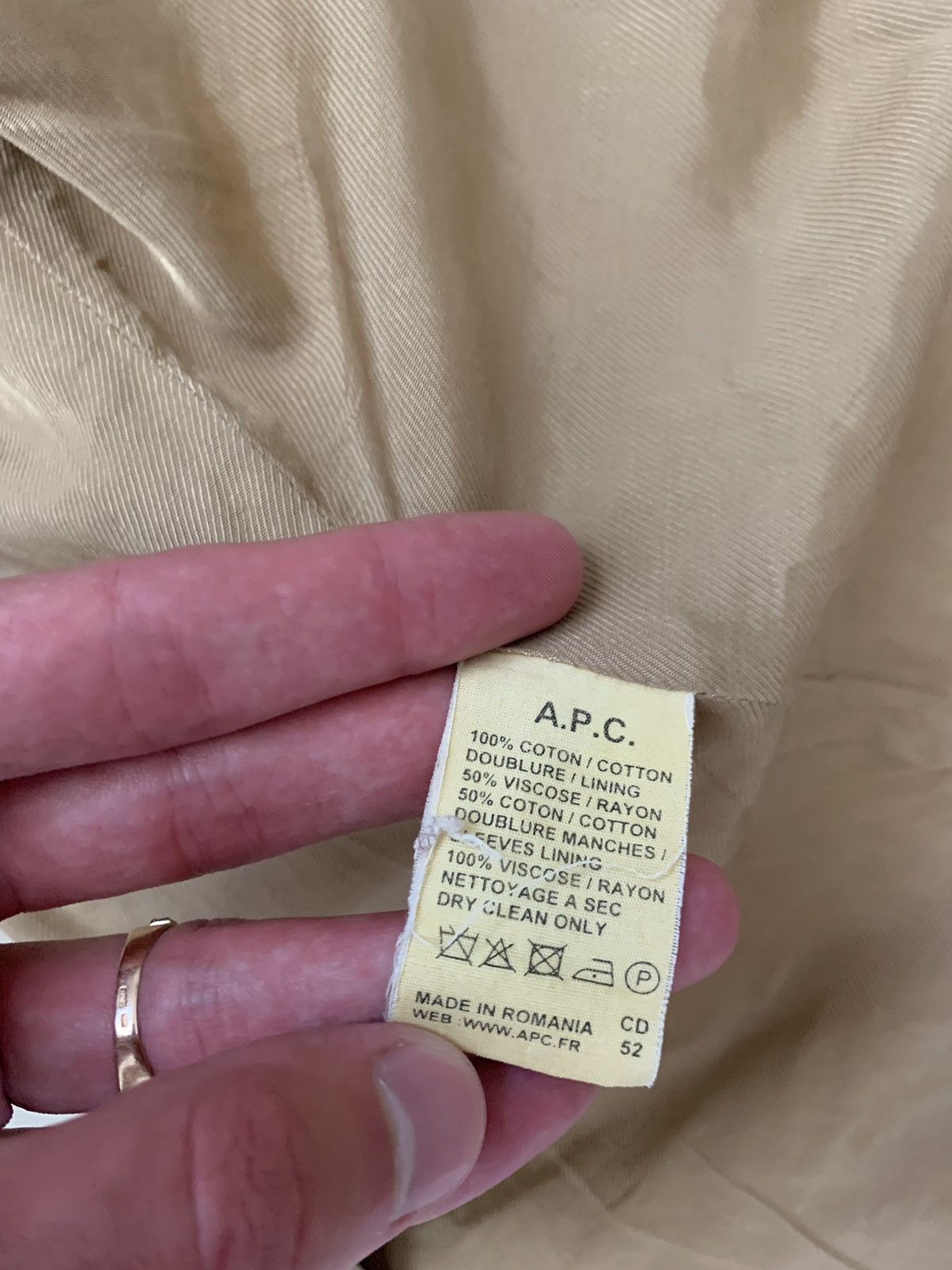 A.P.C. × Vintage APC Tan Trench Coat Womens Jacket Belted Beige Size XS / US 0-2 / IT 36-38 - 7 Thumbnail