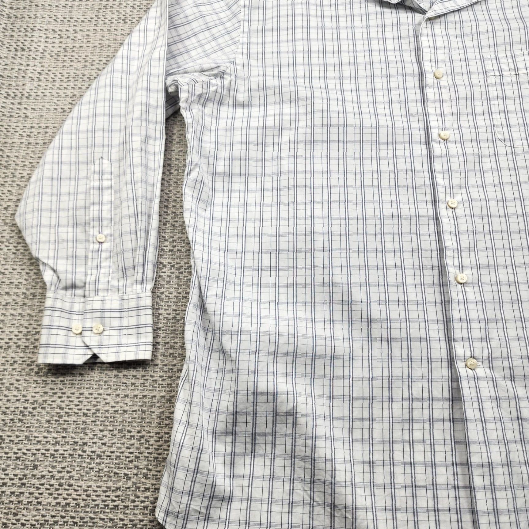 Tommy Bahama Tommy Bahama Shirt Mens 17 32-33 White Blue Plaid Long Sleeve Button Down Dress Size 46R - 3 Thumbnail
