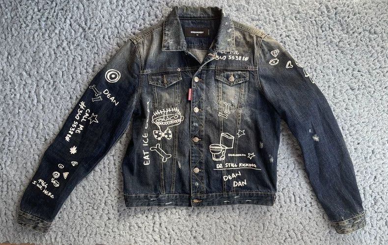 Dsquared2 DSquared2 Denim Jacket Graffiti Monster-yf Size US L / EU 52-54 / 3 - 1 Thumbnail