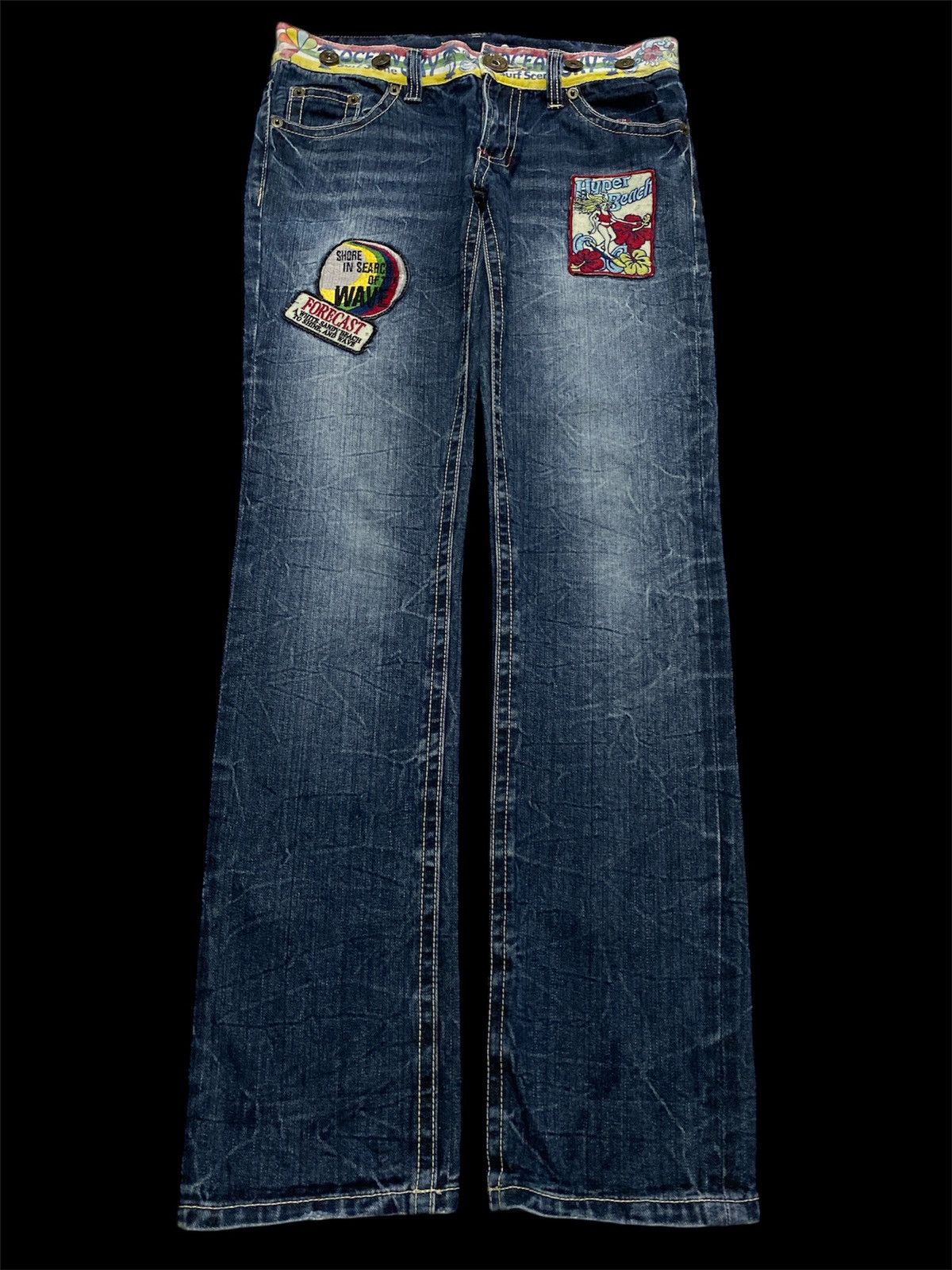 If Six Was Nine × Vintage 💥Vintage 90s Style Hyper Beach Stone Wash Patch Jeans Rare Size US 30 / EU 46 - 1 Thumbnail