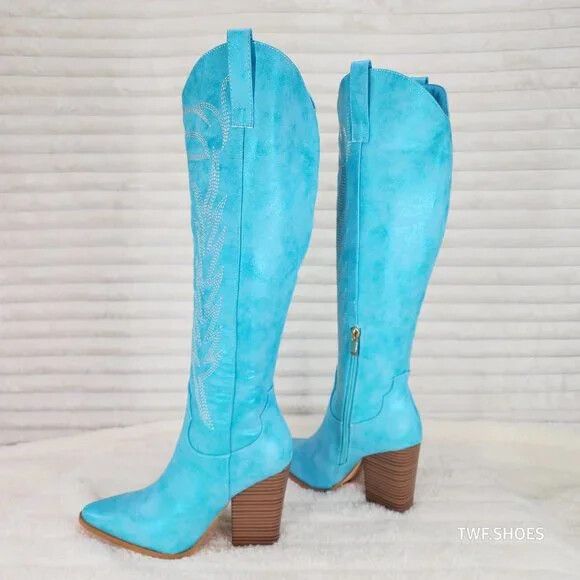 Other So Me Cruising Brushed Metallic Western Cowgirl Knee Boots T Size US 8.5 / IT 38.5 - 4 Thumbnail