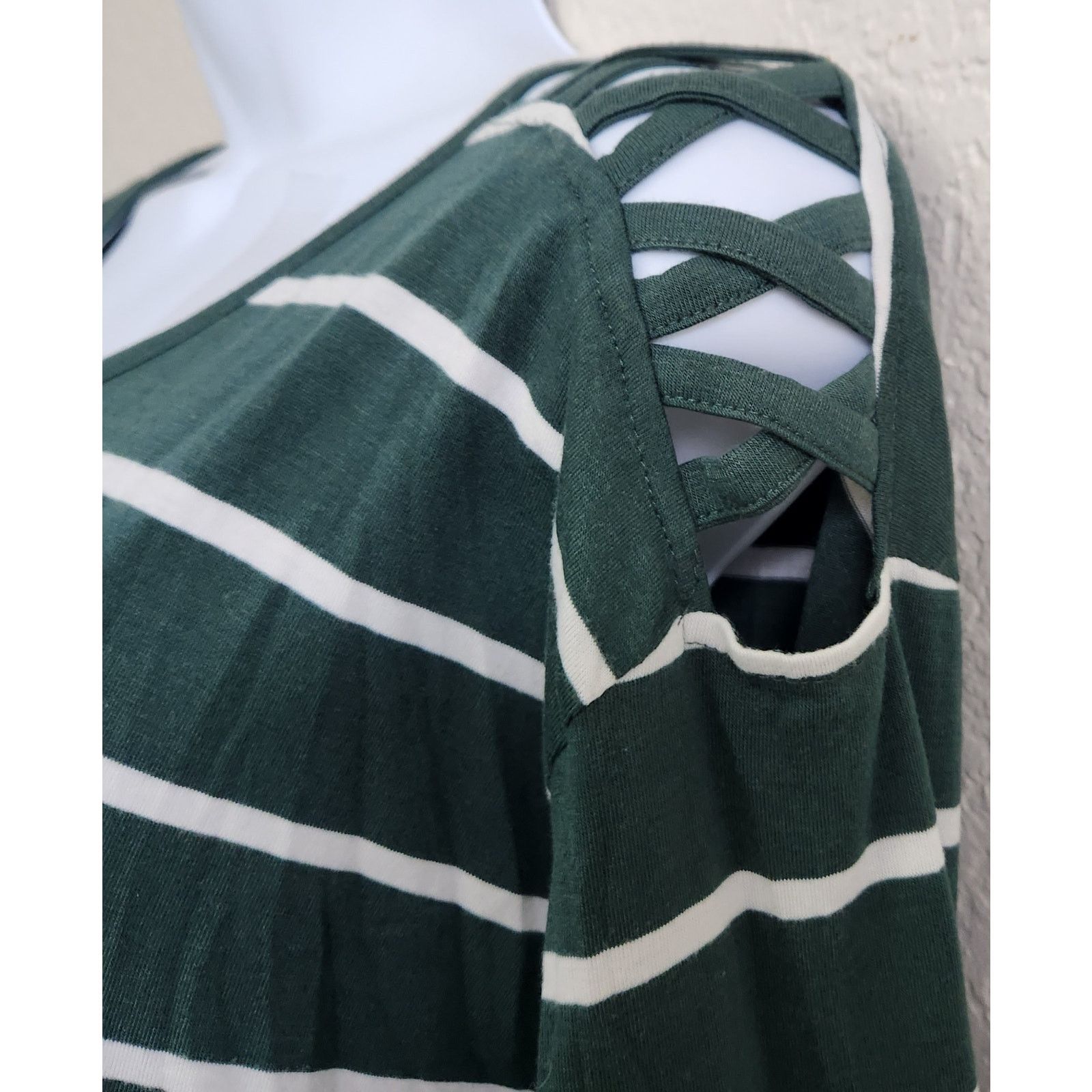 Other Thyme + Honey Green White Striped Long Sleeves Top XL Soft Size XL / US 12-14 / IT 48-50 - 2 Thumbnail