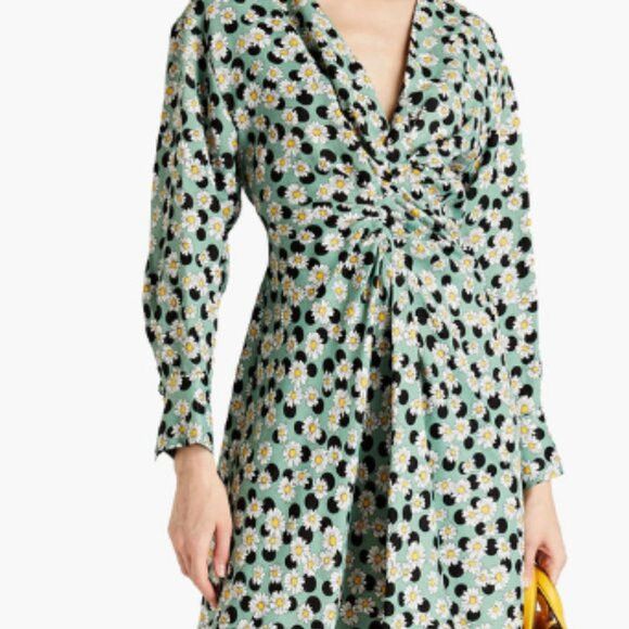 Sandro Dress Polka dot Floral Ruched Pleated back Partially ela Size M / US 6-8 / IT 42-44 - 5 Thumbnail
